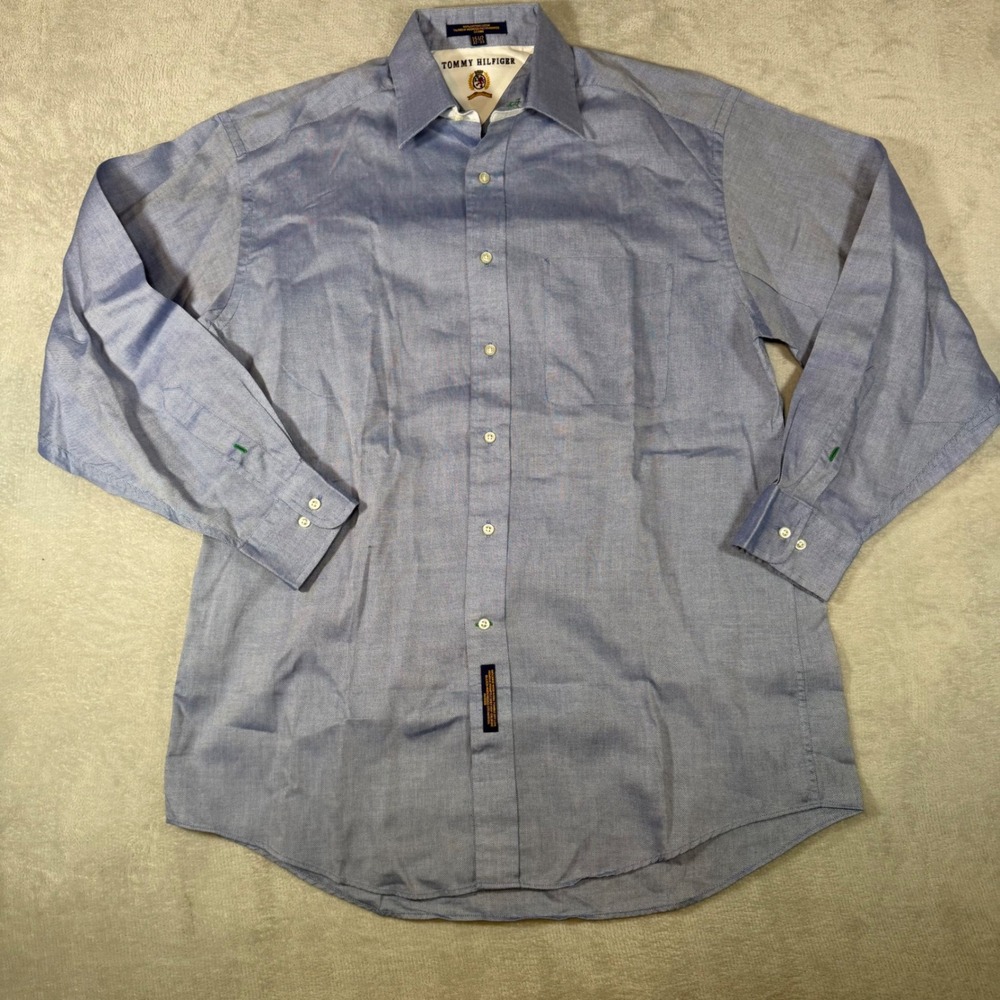 Vintage Tommy Hilfiger Mens Blue Oxford‎ Button Down Shirt 15.5 32/33  Cotton